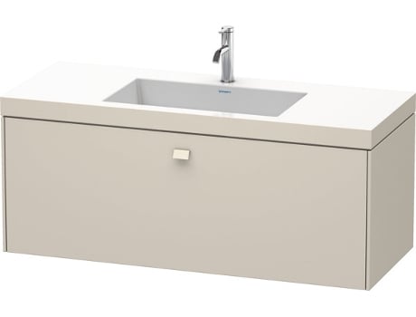 Lavamanos DURAVIT Brioso c-bonded con base mural 120,0x48,0 cm 1 cajón sin rebosadero con banco para grifos 1 agujero para grifos