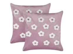 Juego de cojines decorativos BELIANI Echinacea de Terciopelo Violeta 45x45x7