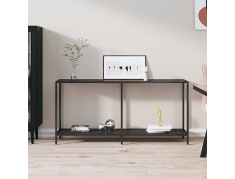 Mesa consola VIDAXL Negro Cristal (160x35x75.5 cm)