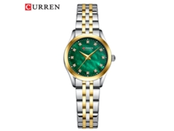 Relógio Feminino À Prova D'água Com Mostrador Pequeno Verde E Strass, Ultrafino E Com Mostrador Em Madrepérola.