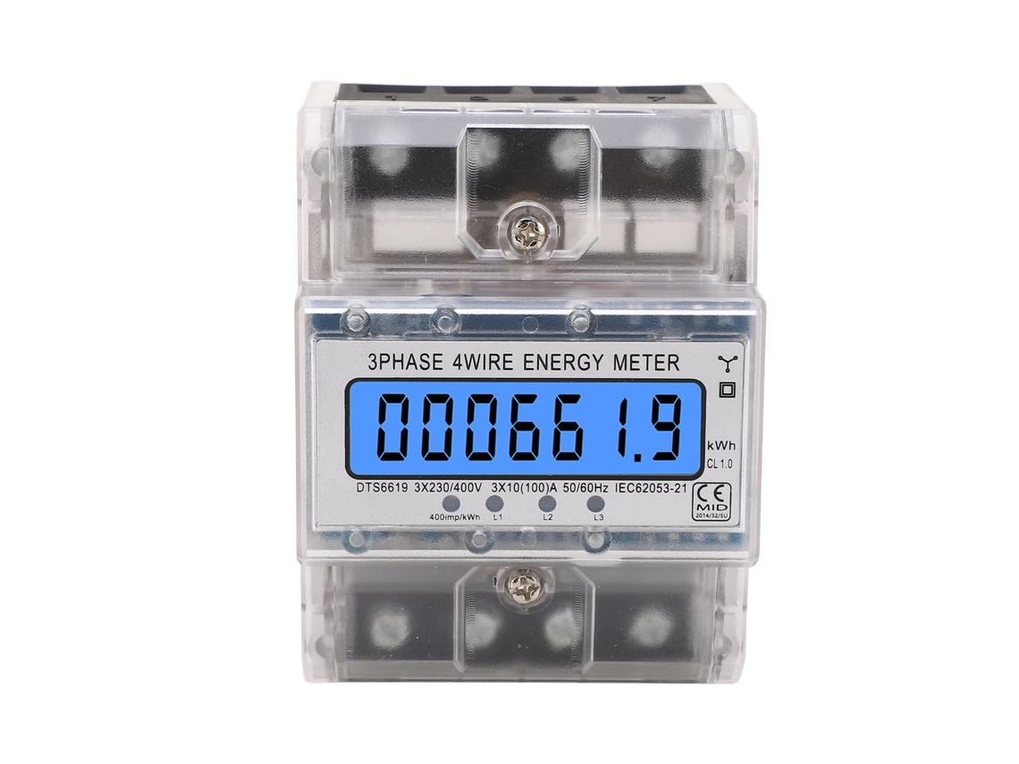 2026-medidor De Energía Trifásico 4 Hilos Lcd Iluminado Instalación Rail Din 10-100a 230 400vac