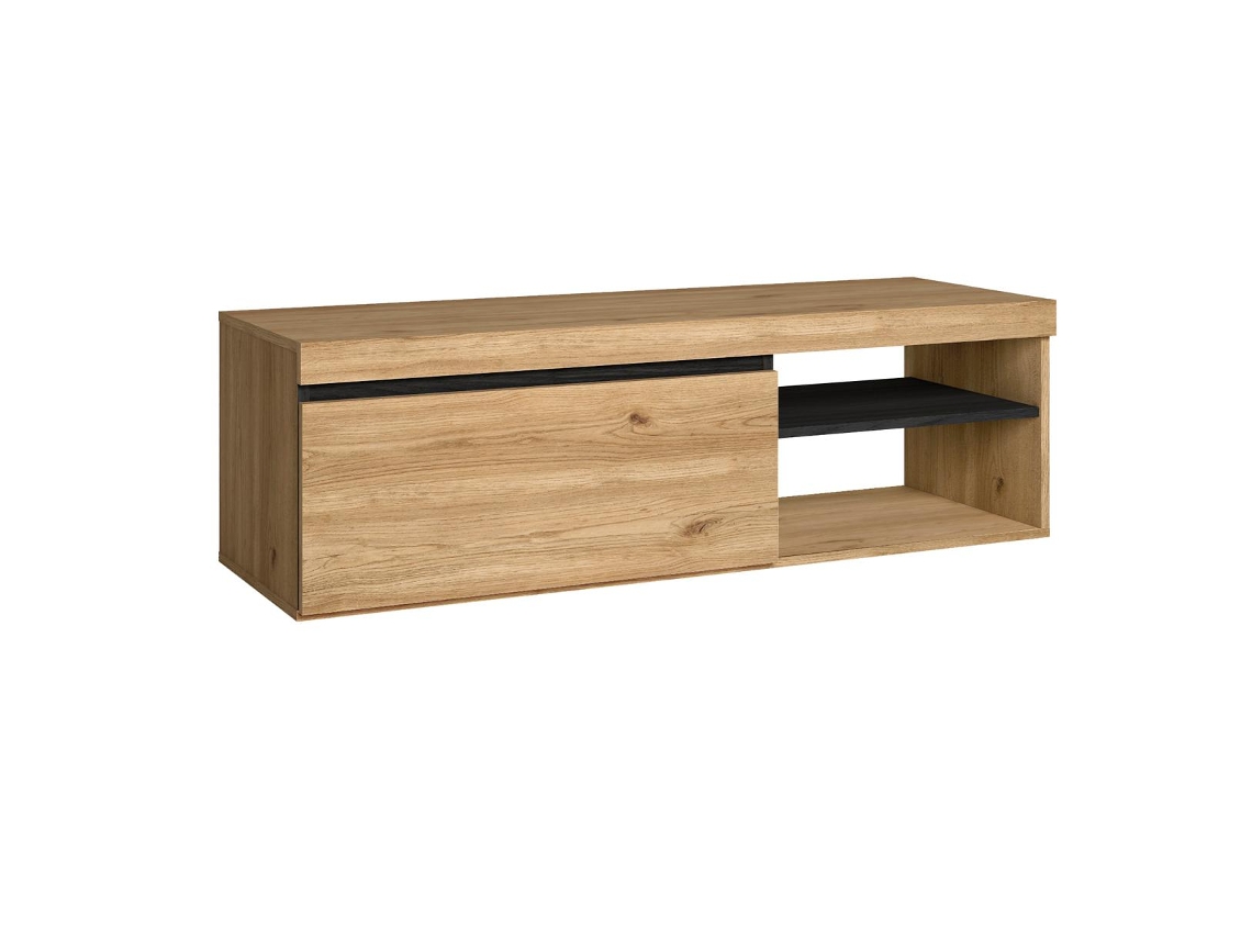 Mueble Tv Naturale, Color Roble Y Negro, 120x40x41cm