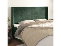 Cabecerocabecero De Camapanel De Cabecera Con Orejas De Terciopelo Verde Oscuro 203x16x118/128cm