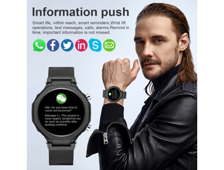 Smart Watch, rastreador de fitness con monitor de frecuencia cardíaca las 24 horas,Negro BISBISOUS