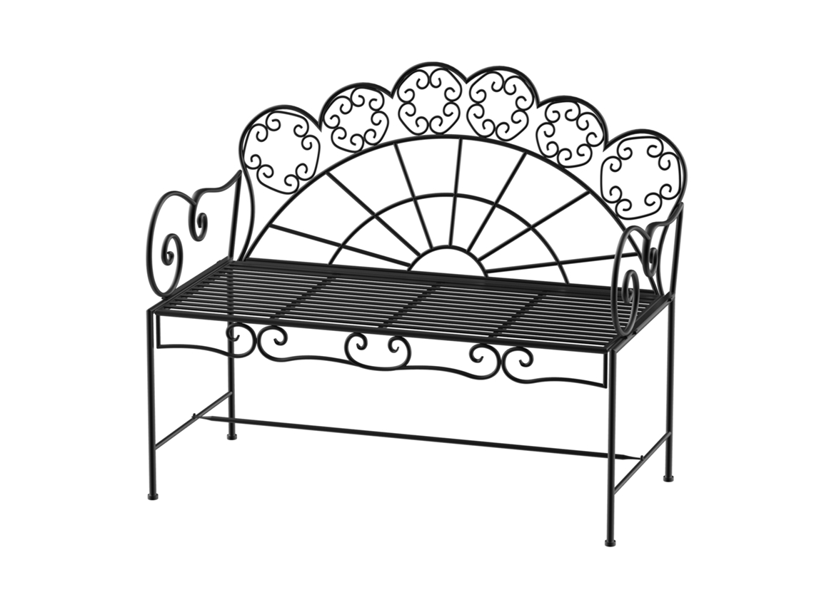 Banco De Jardín De 2 Plazas, De Metal, 107 X 55,5 X 90,5 Cm, Robusto, Inoxidable, Resistente A La Intemperie, Para Jardín, Balcón, Parque, Negro.