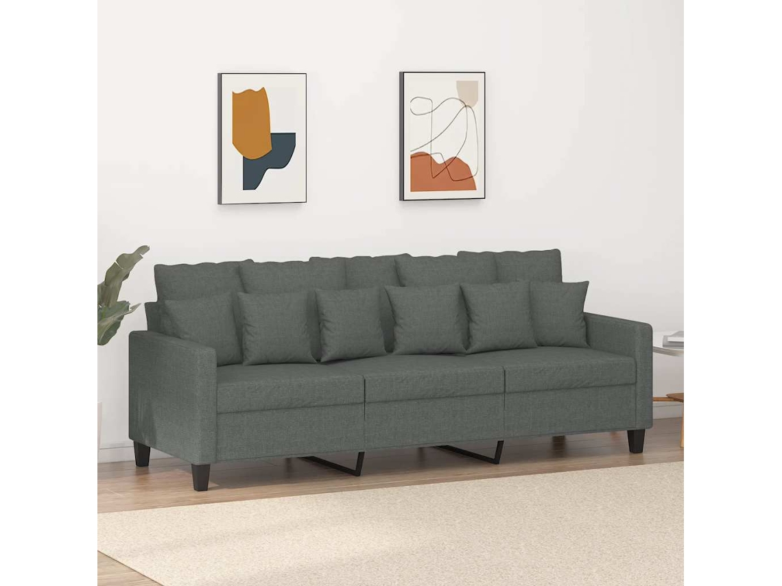 Sofá de 3 plazas 180 cm Tela Gris Oscuro DKD HOME DECOR