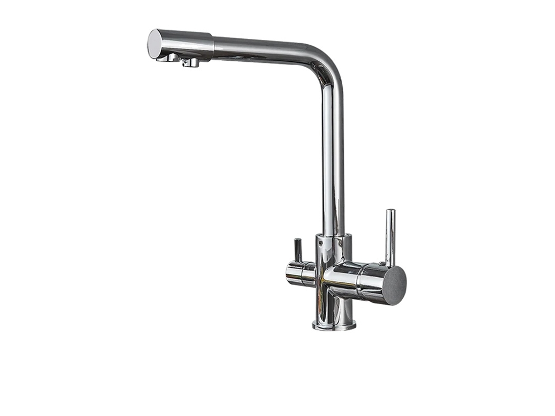 Grifo con filtro de agua para cocina, control de dos manijas, diseño contemporáneo, cromado OEM