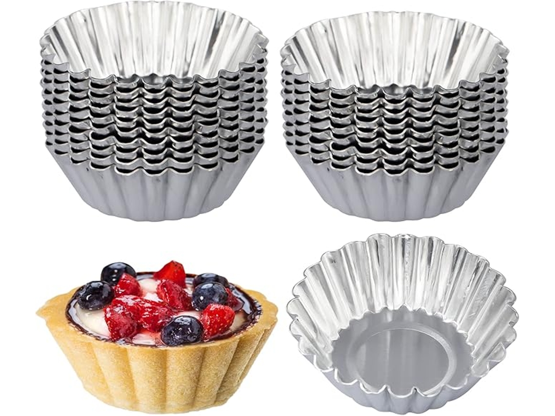 20 moldes metálicos pequeños y reutilizables, de 6,6 x 2 cm, para pasteles, magdalenas, muffins y repostería ZYBLSSBB