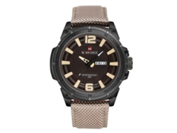 Reloj Hombre Naviforce De Nylon Con Calendario Cuarzo Impermeable Negocio Amarillo