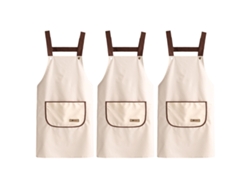 3 Piezas De Mono Pvc Antiadherente Y Resistente Al Desgaste, Cintura Impermeable Y A Prueba De Aceite, Delantal Cocina Hogar Cocinar Adulto