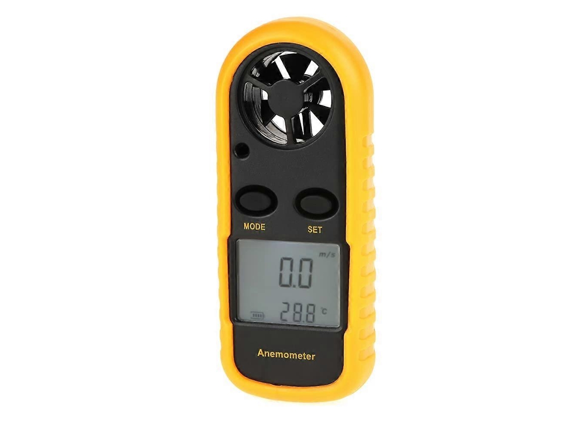 Anemómetro Digital Portátil Con Pantalla Lcd Medidor De Velocidad Del Viento Y Termómetro Digital Amarillo