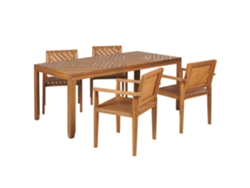 Juego De Comedor 4 Plazas En Madera De Acacia Clara Baratti BELIANI