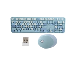 Conjunto Teclado E Mouse Sem Fio 2.4ghz 104 Teclas Ergonomico Para Escritório Doméstico Com Design Retrô