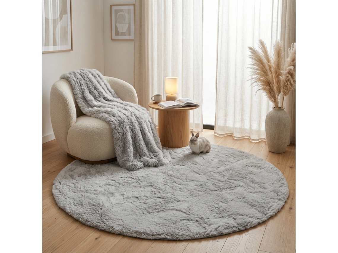Consilio Concept Alfombra De Piel Sintética Cloud Super Soft 120x120 Cm Gris Claro