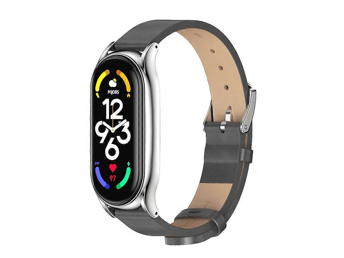 Correa de cuero de microfibra Mijobs Plus con estuche metálico para Xiaomi Mi Band 7 / 7 NFC