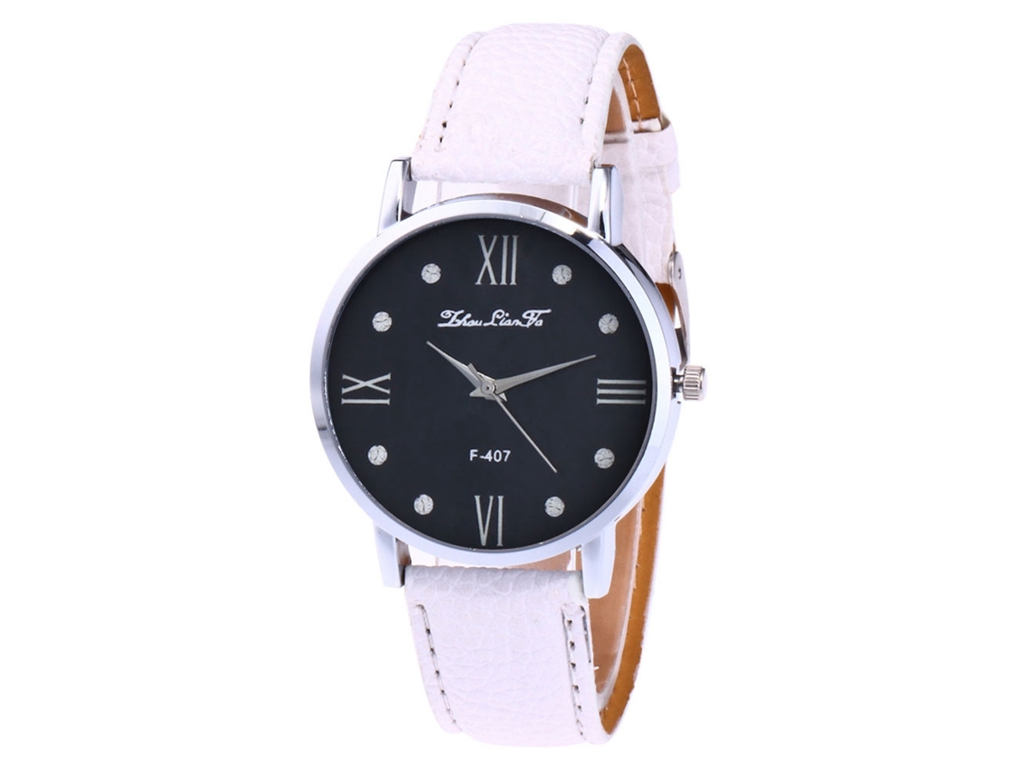 Reloj De Moda Casual Para Hombre Y Mujer De Cuarzo Con Correa De Cuero Blanco Zhoulianfa