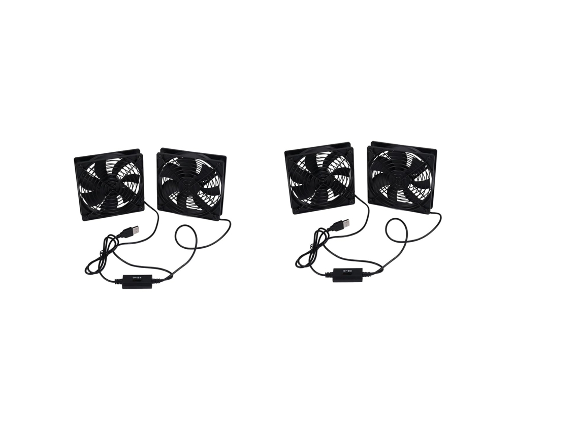Lote De 2 Ventiladores Para Router De Pc, 120 Mm, 5 V, Alimentados Por Usb, Con Regulador.