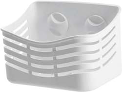 Estante De Pared Plástico Blanco Con Ventosas, Sin Taladro, Fácil Instalación, Gran Capacidad Almacenamiento