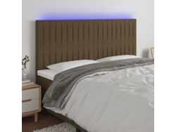 Cabecero Con Luces Led Tela Marrón Oscuro 160x5x118/128 Cm