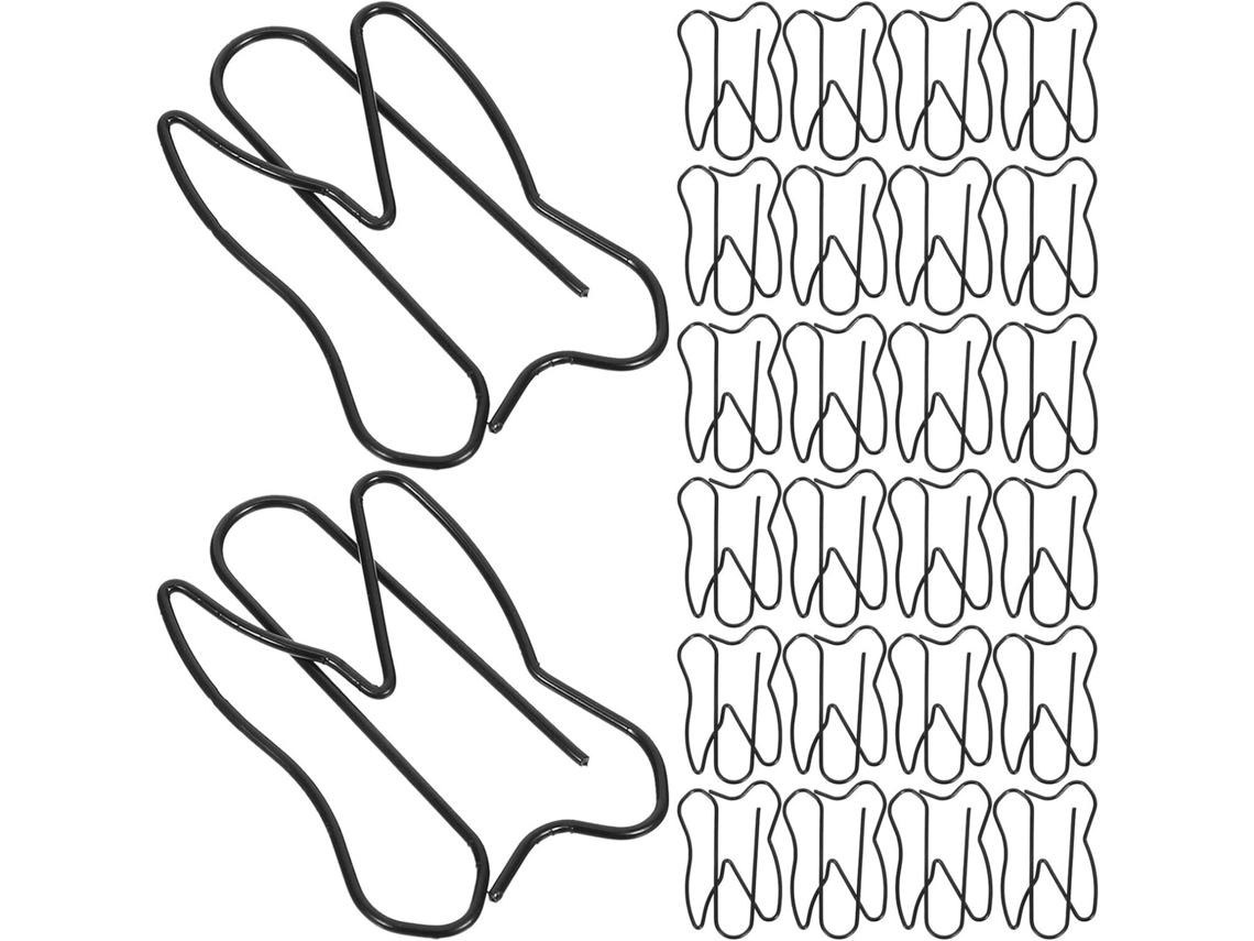 Clips De Papel De Metal Negro Con Dientes, 150 Unidades