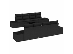 Conjunto de 7 sofás de jardín con cojines en ratán sintético Vidaxl, mimbre negro.