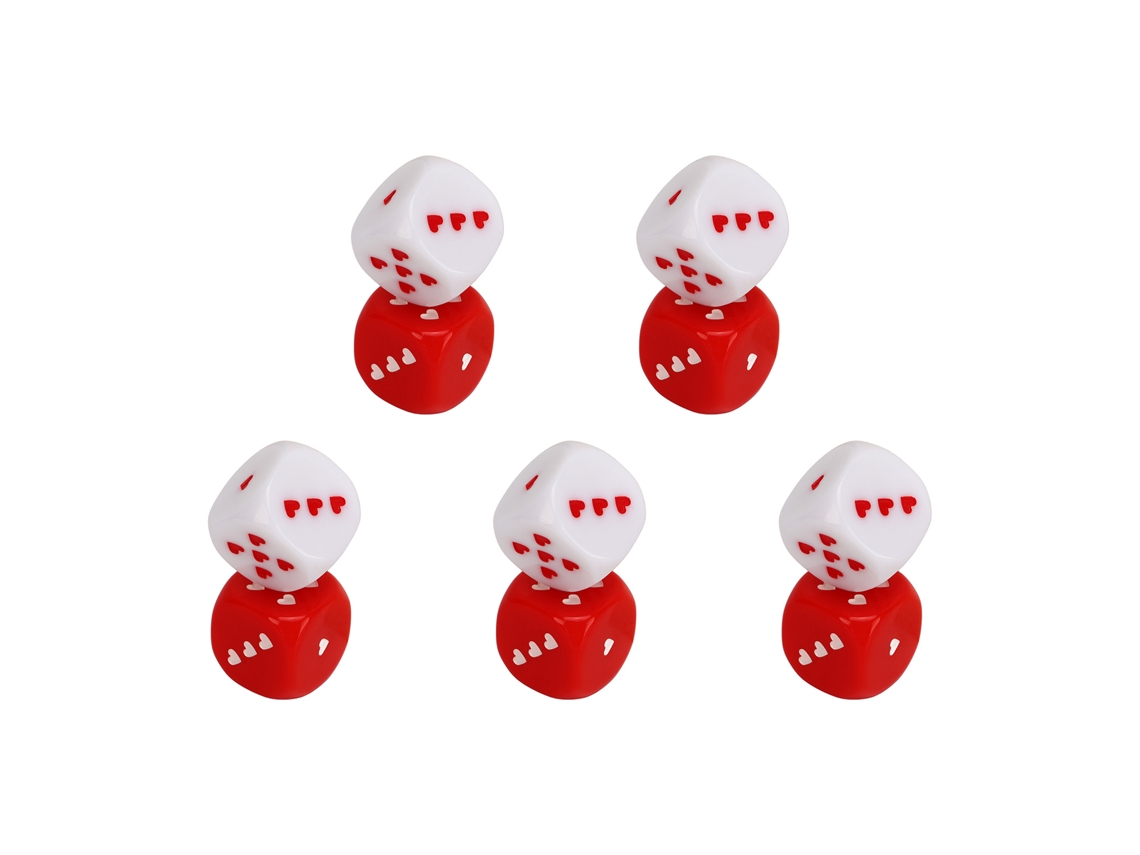 Omni-set De 5 Pares De Dados Corazón Rojo Y Blanco Plástico Seguro Métodos De Juego Múltiples Portátil Moda