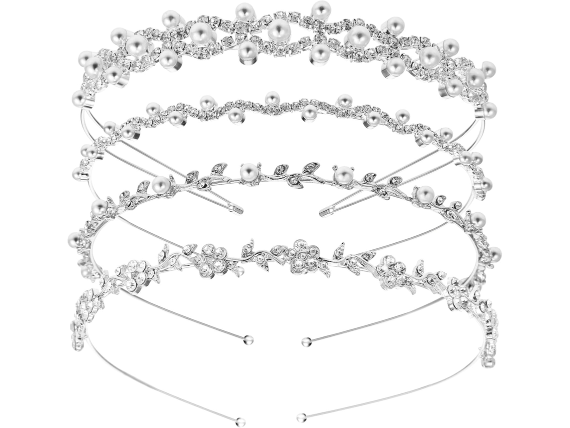 Tiara De Strass Ciieeo Para Casamento, 4 Peças, Acessórios Para Cabelo
