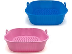 Cesta de silicona reutilizable, cesta para accesorios de freidora de aire, hojas de papel para freidora de aire, bandeja de silicona para freidora de aire, microondas