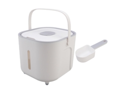Dispensador De Arroz Hermético, A Prueba De Insectos, Para Almacenar Granos, Tapa Sellada De Pp, Diseño A Prueba De Derrames, Gris/blanco