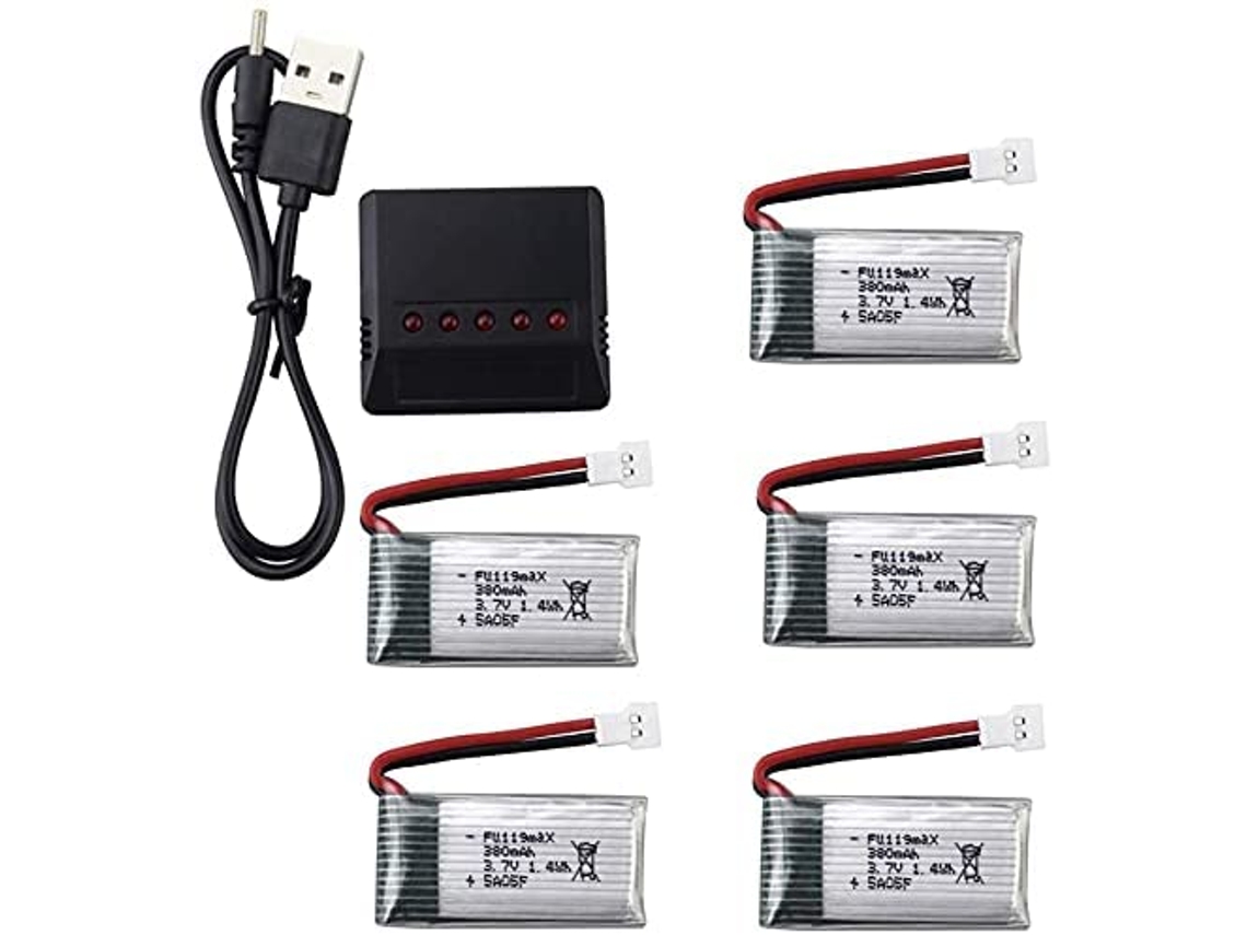 Pieza para Teledirigidos 5 en 1 Adaptador Cargador + 5 x 3.7V 380mAh 25C baterías de litio