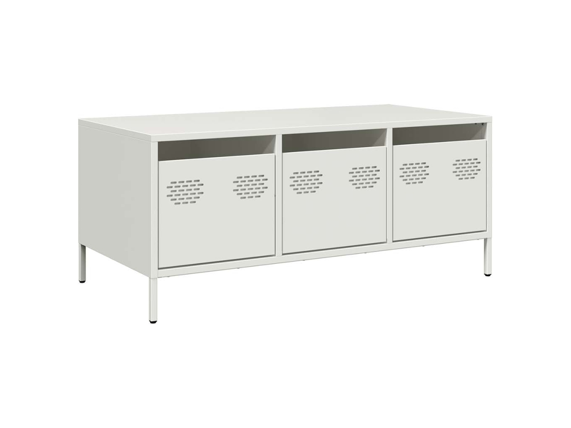 Maison Exclusive - Mesa De Centro Acero Laminado En Frío Blanco 101,5x50x43,5 Cm