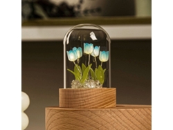 Lámpara de mesa LED con forma de tulipán, azul, decorativa, para uso ambiental.