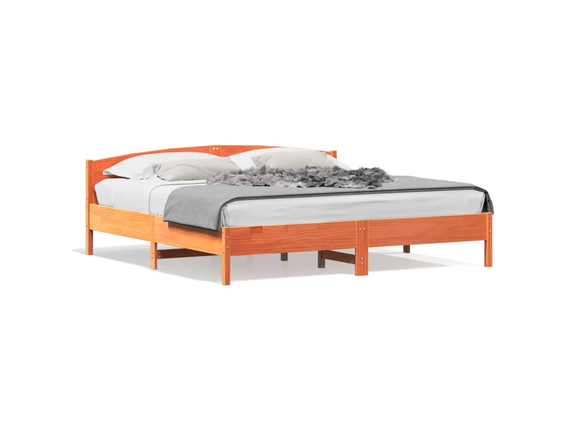Maison Exclusive - Cama Sin Colchón Madera Maciza De Pino Marrón Cera 200x200 Cm