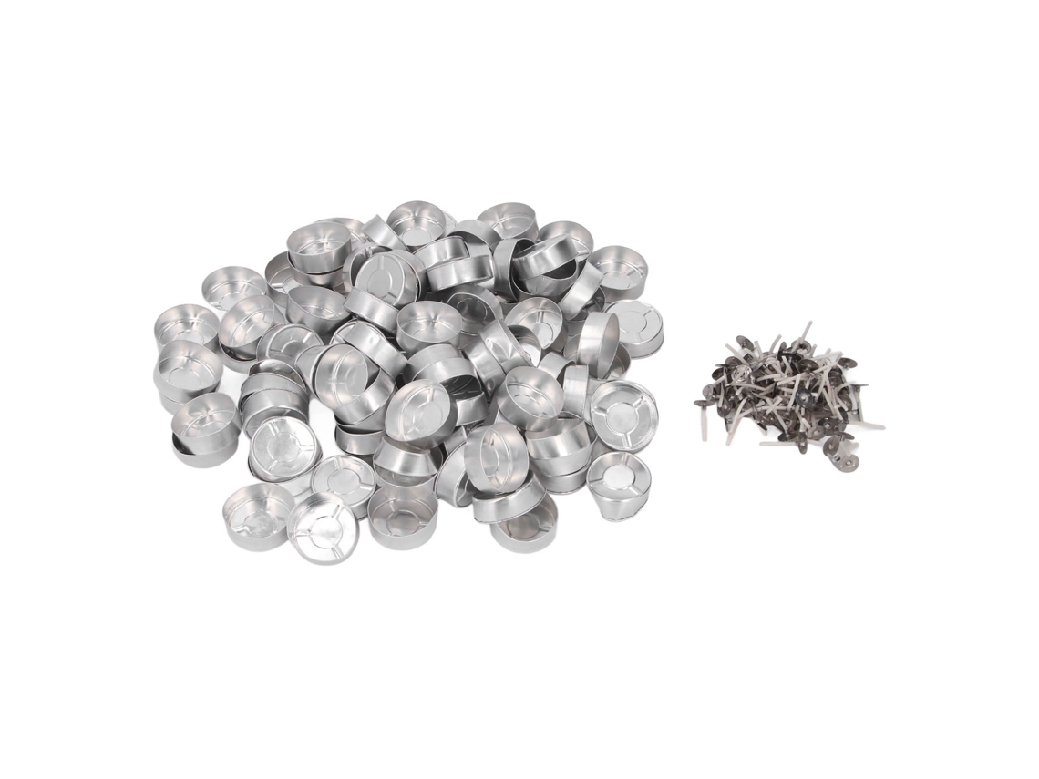 Juego de 100 portavelas de aluminio para velas pequeñas con mecha, ideales para bodas, fiestas y decoración del hogar.