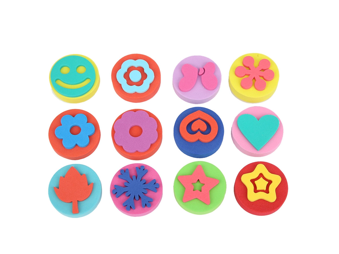 Sello De Espuma Para Pintar Para Niños - Herramientas Educativas De Aprendizaje Temprano Con 12 Formas Coloridas