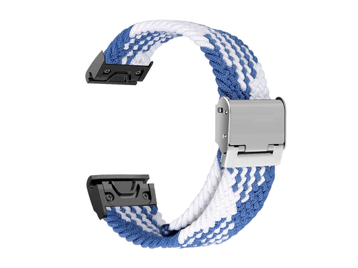 Correa Pulsera Trenzada Flexible para Garmin Tactix Delta Solar Sapphire Edition Azul y Blanco
