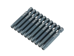 Juego de 10 puntas de destornillador Safety Star T40, mango hexagonal de 1/4'', 50 mm, magnéticas.