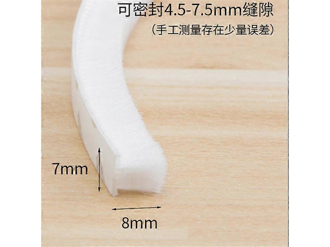 Tira De Sellado De Pelo Para Puertas Y Ventanas Autoadehsiva 10m Antiviento Aislante De Ruido Impermeable 7*8mm Blanco