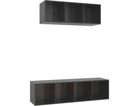 Conjunto 2 Muebles de salón VIDAXL madera de ingeniería gris brillo