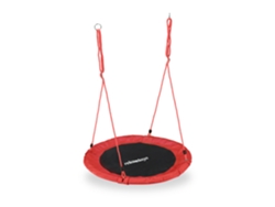 Baloiço Relaxdays, Redondo, Para Crianças E Adultos, Ajustável, Ø 90 Cm, Baloiço De Jardim, Até 100 Kg, Vermelho