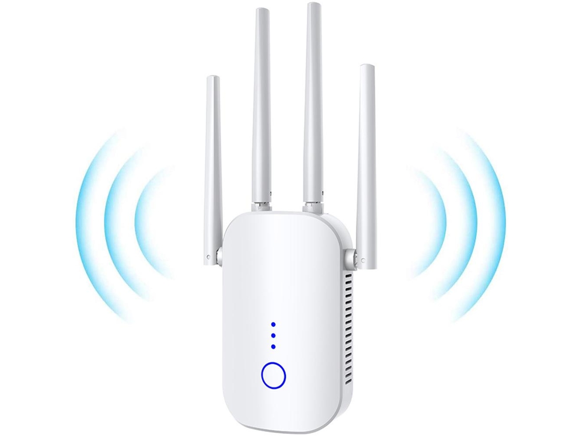 Amplificador de señal Wifi inalámbrico, extensor de rango Wifi de 1200 Mbps, repetidor Wifi de banda dual de 2,4 GHz/5 GHz, 100-240 V (blanco)