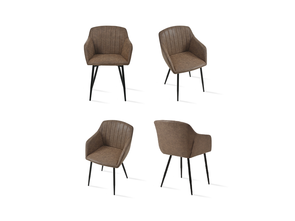 Sillas De Comedor Goeurvant 711(pack De 4, Marrón Oscuro, Cuero Pu)