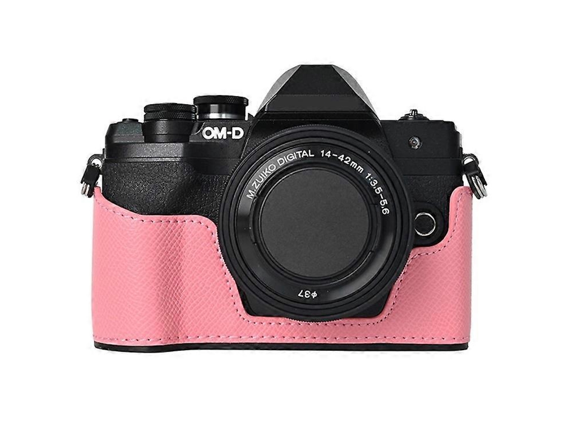 Estuche de cuero texturizado compatible con la cámara Olympus OM DE M10 Mark III, batería fácil de reemplazar Facpoet