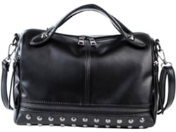 Bolsa De Ombro Feminina Com Tachas, Leve, Em Couro Pu Preto, Bolsa Versátil Para Guardar Seus Pertences Em Passeios E Na Praia.