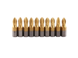 Conjunto De 10 Pontas De Parafusadeira Ph2 Com Cabo Hexagonal 1/4" S2 Magnética Antiderrapante 25mm