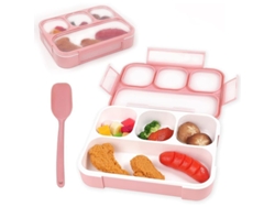 Fiambrera Bento De 1000 Ml Con 2 Compartimentos Y Cubiertos, Portátil Y A Prueba De Fugas (rosa Cuadriculado)