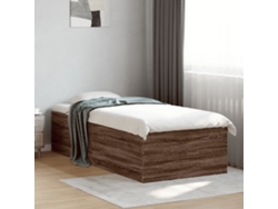 Estructura De Cama Madera De Ingeniería Marrón Roble 90x190 Cm