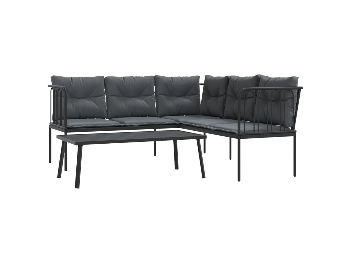 Maison Exclusive - Sofá De Jardín Con Cojines Acero Y Textilene Negro