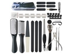 Kit de manicura profesional, removedor de callos y cutículas, exfoliante para pies, 23 piezas, color negro