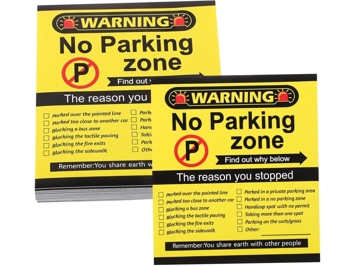 100 Tarjetas De Advertencia De Estacionamiento Con Humor